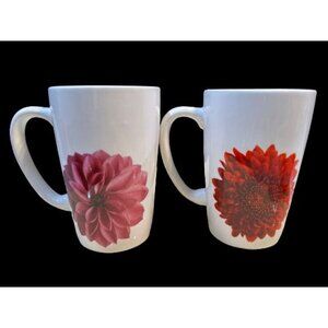Set of 2 Lord & Taylor Coffee Tea Mugs with Florals Tall